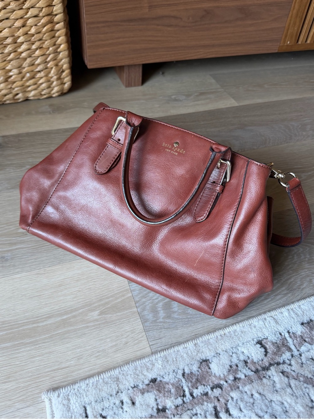 kate spade russet leather satchel with shoulder strap